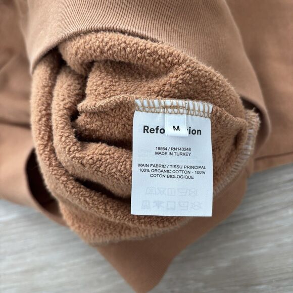 Reformation Sweatshirt Womens Size Medium Brown Cropped Pullover Long Sleeve - Picture 5 of 5
